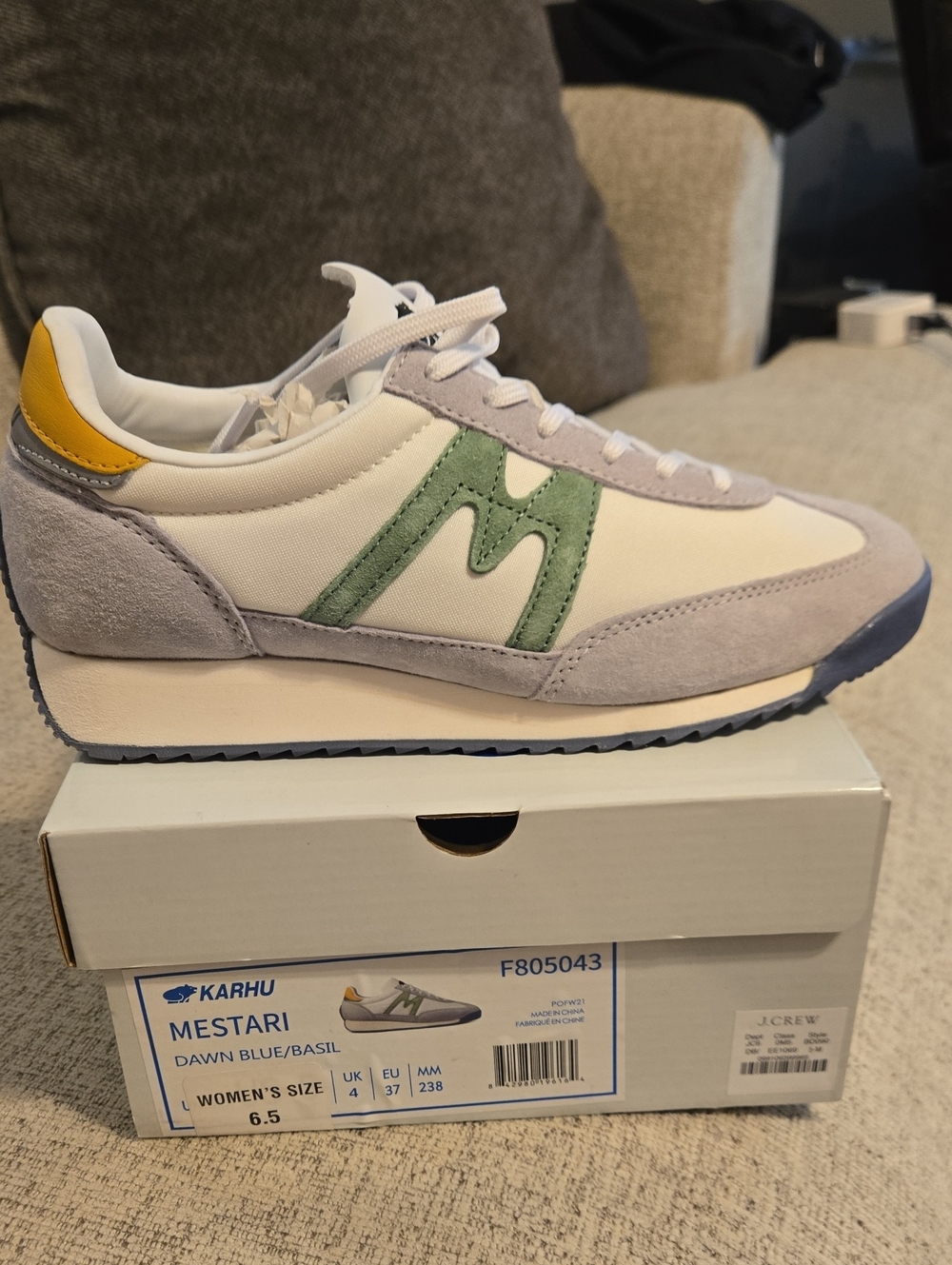J. Crew Light Gray and White Shoe Box Label